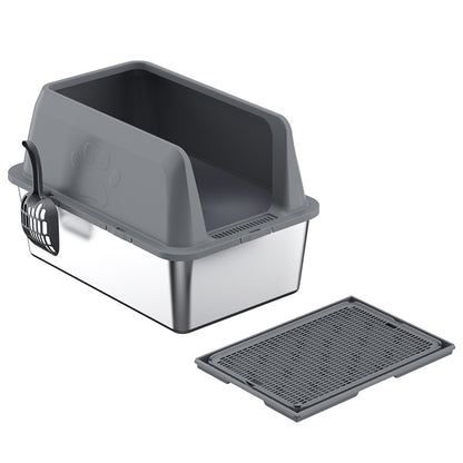 high fence stainless steel litter box