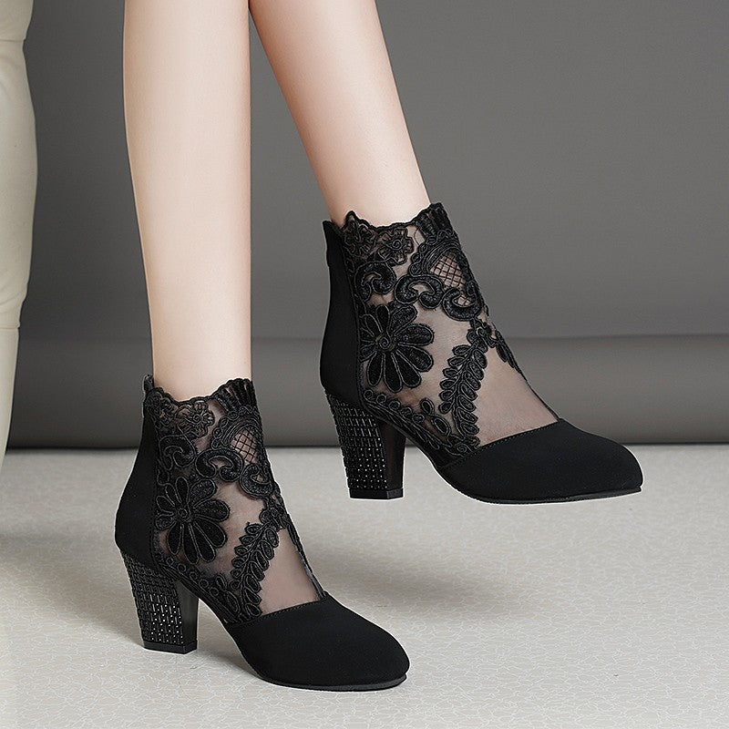 High-heel mesh sandals