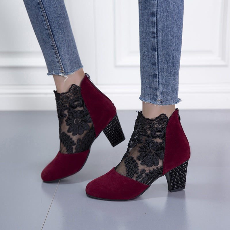 High-heel mesh sandals