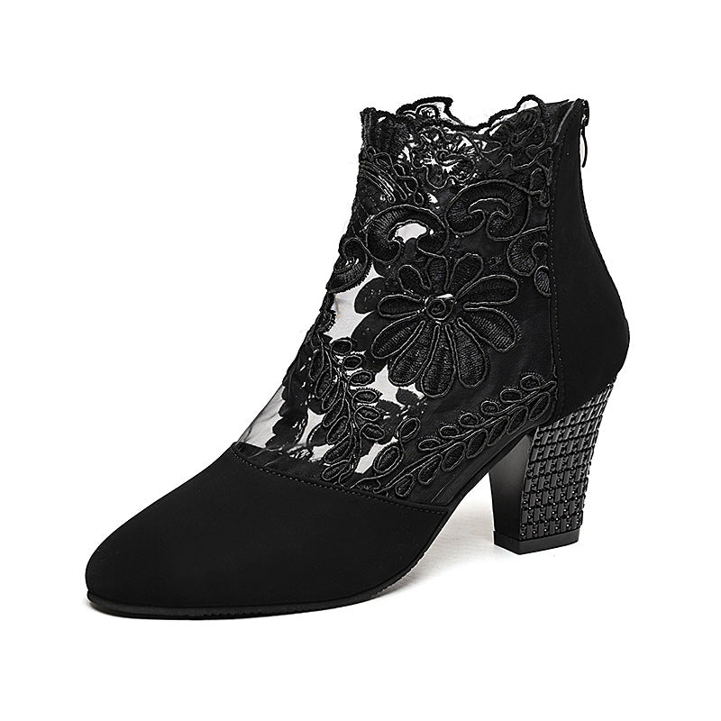 High-heel mesh sandals