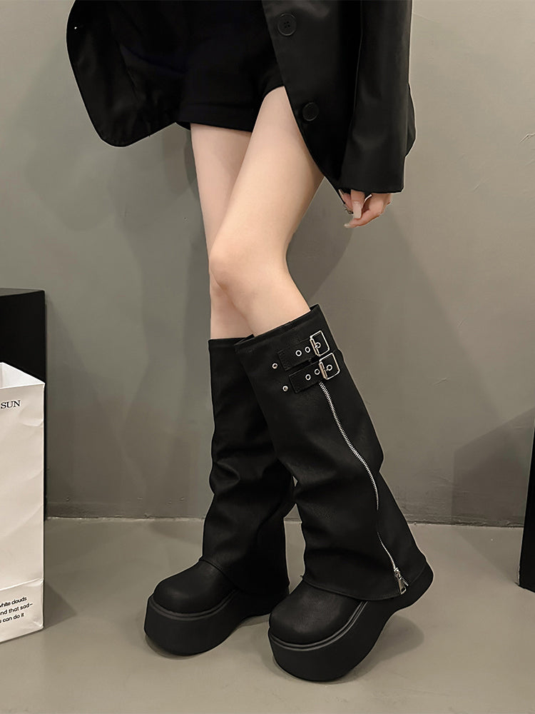 High-heeled long boots