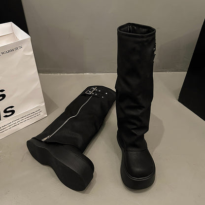 High-heeled long boots