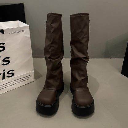 High-heeled long boots