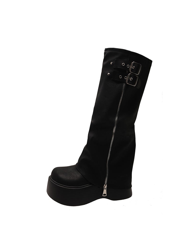 High-heeled long boots