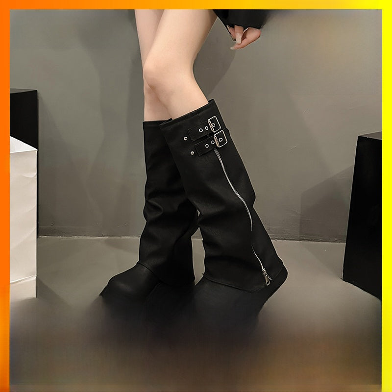 High-heeled long boots