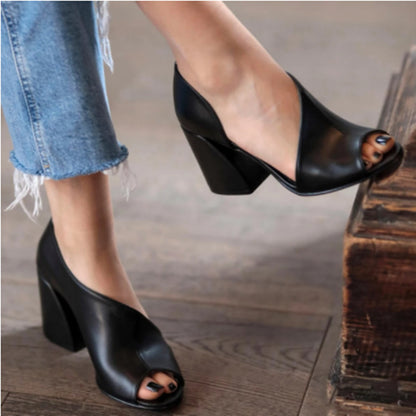 High Heeled Side Empty Sandals