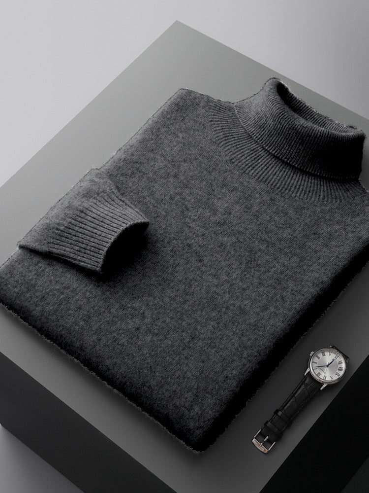 High-neck pullover sweater for men