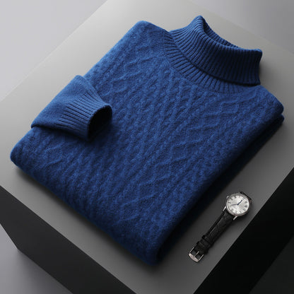 High-neck pure wool sweater