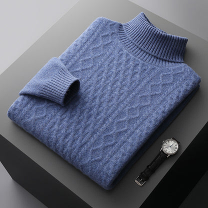 High-neck pure wool sweater