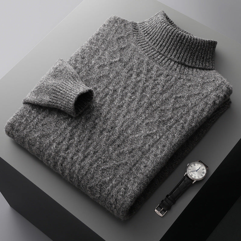 High-neck pure wool sweater