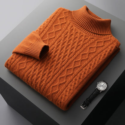 High-neck pure wool sweater