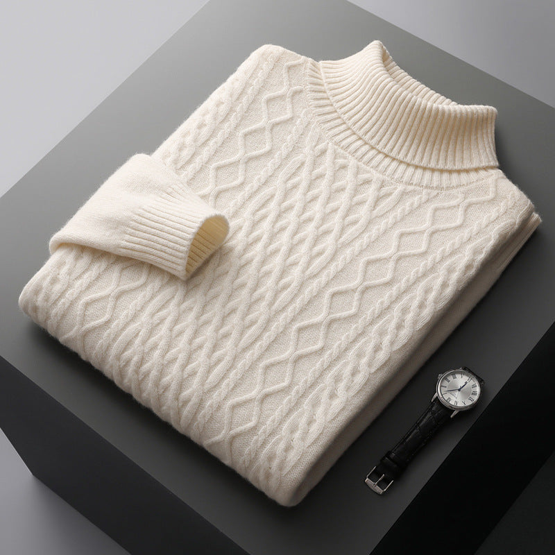High-neck pure wool sweater
