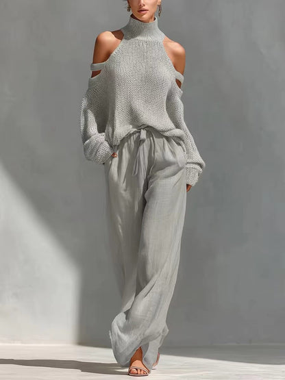 High-neck top and long pants