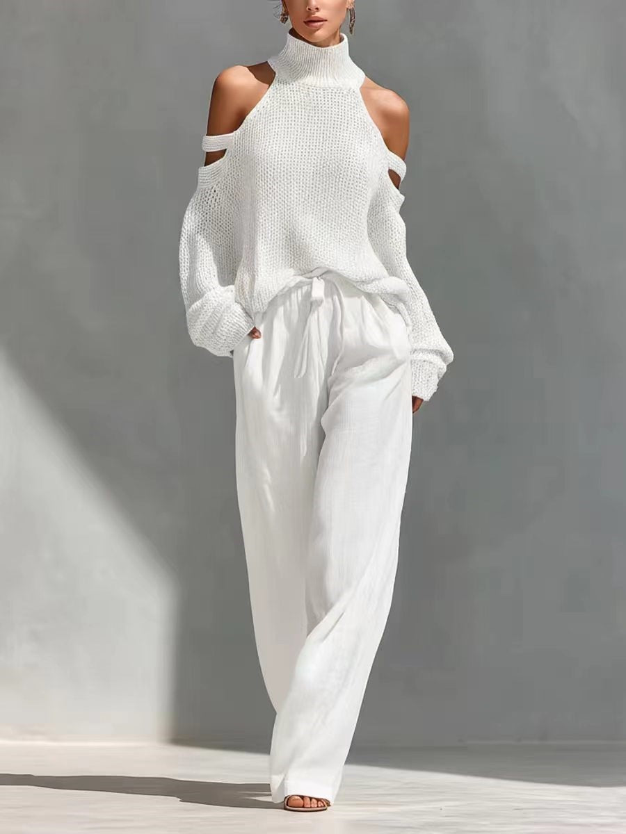 High-neck top and long pants