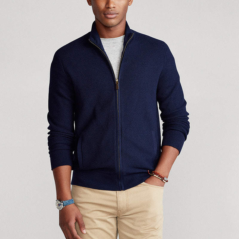 High-neck zipper sweater