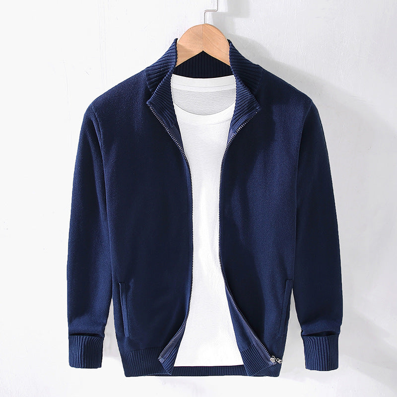 High-neck zipper sweater
