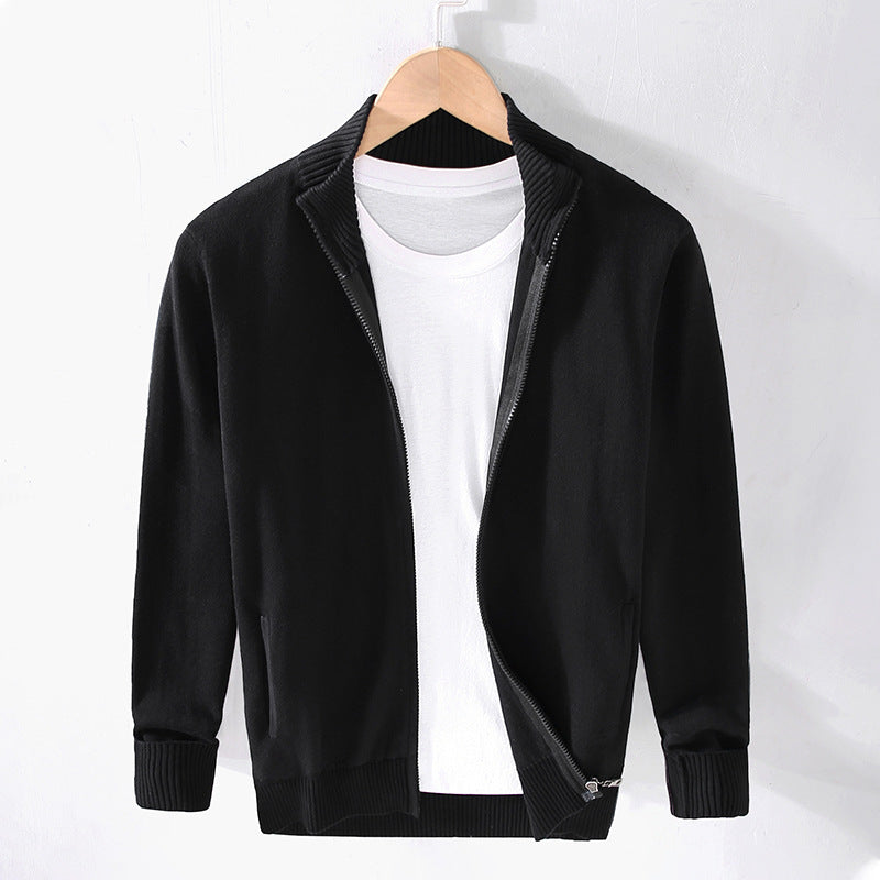 High-neck zipper sweater