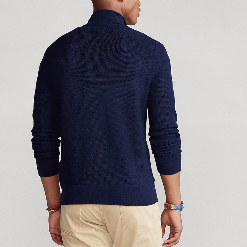 High-neck zipper sweater