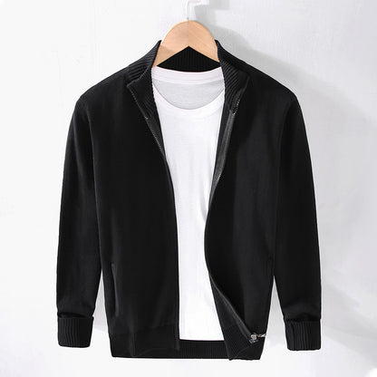 High-neck zipper sweater