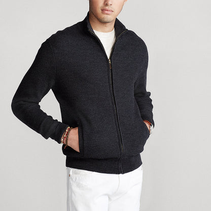 High-neck zipper sweater