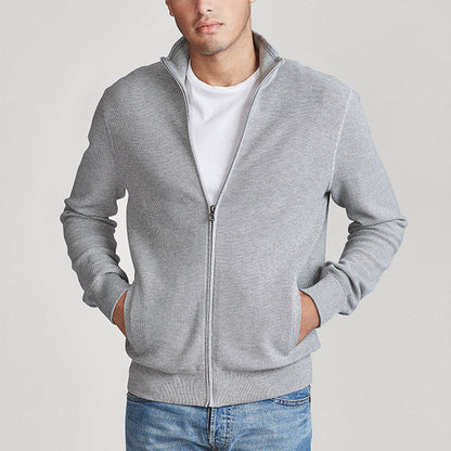 High-neck zipper sweater
