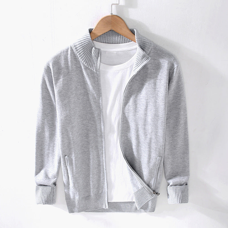High-neck zipper sweater