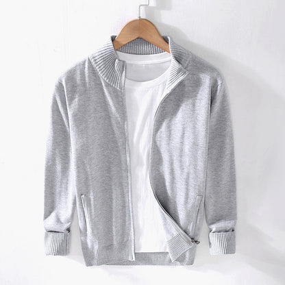 High-neck zipper sweater