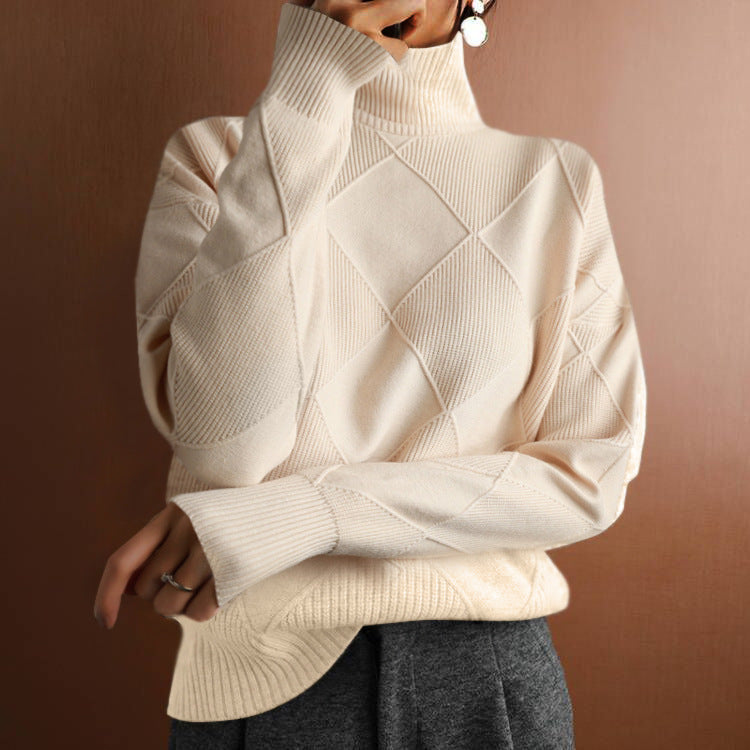 High-necked warm sweater