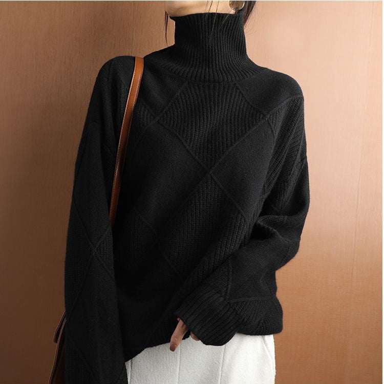 High-necked warm sweater