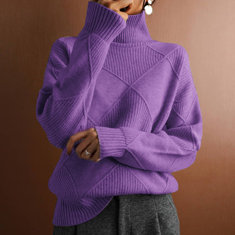 High-necked warm sweater