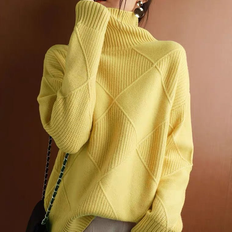 High-necked warm sweater