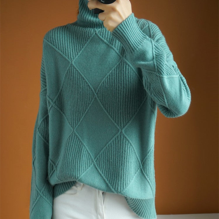 High-necked warm sweater