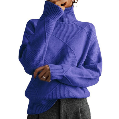 High-necked warm sweater