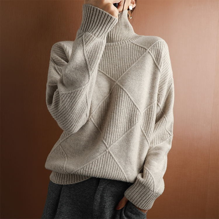 High-necked warm sweater