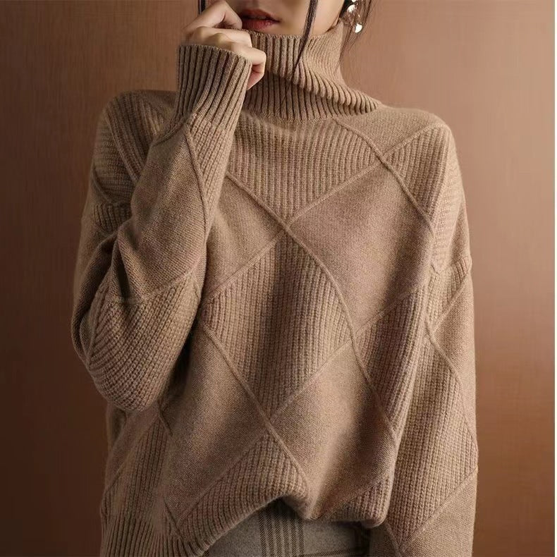 High-necked warm sweater