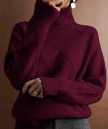 High-necked warm sweater