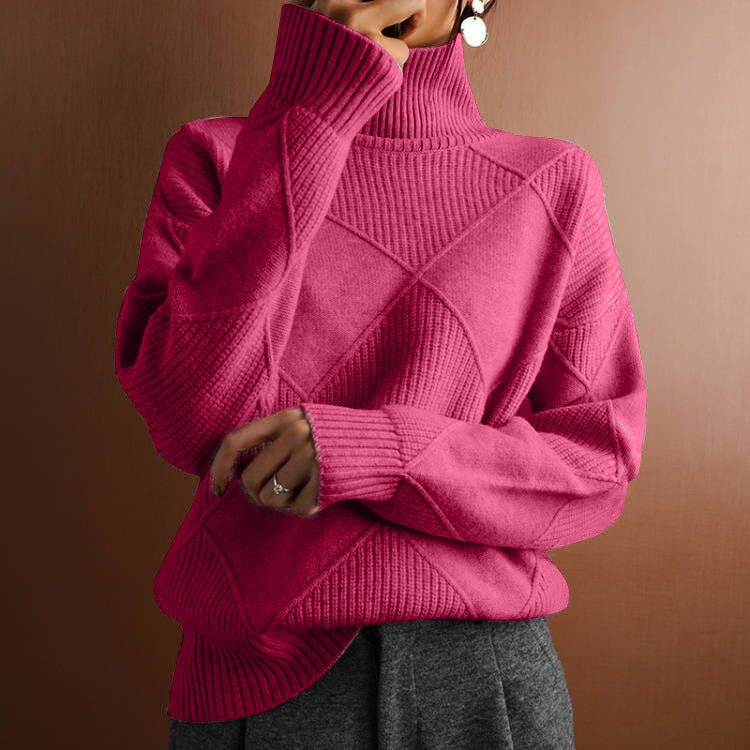 High-necked warm sweater