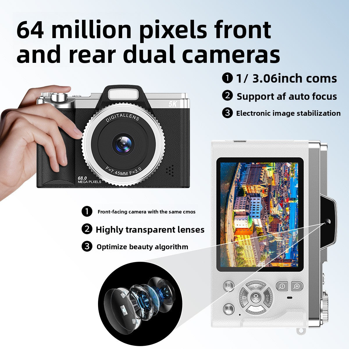High Pixel CCD Camera with 4K Dual Lens