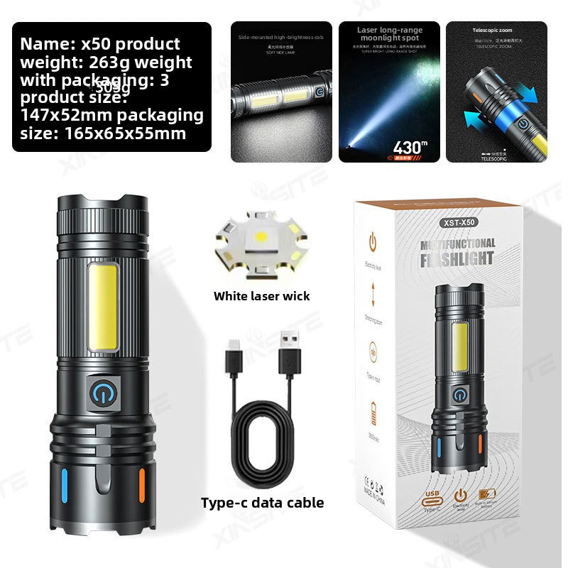 High Power Zoom Flashlight with Digital Display