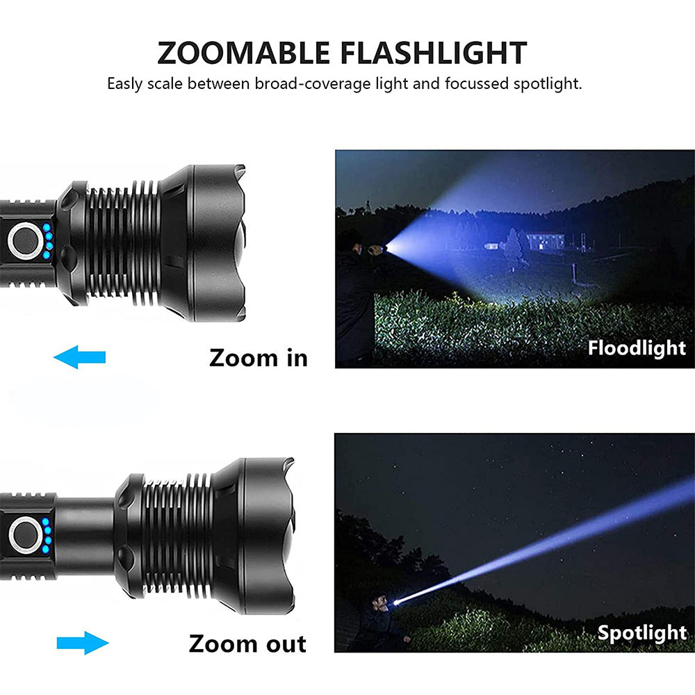 High Power Zoom LED Flashlight USB Rechargeable