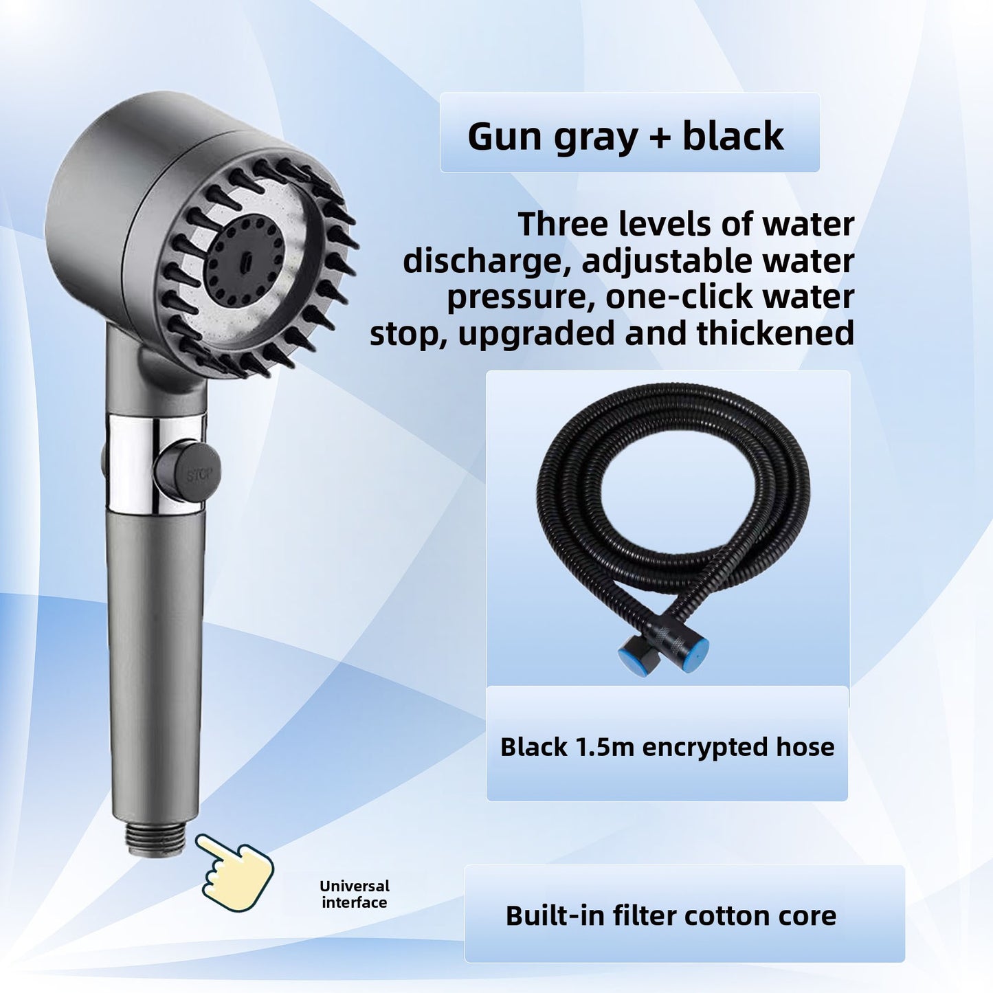 High Pressure Shower Head with Filter and Multiple Spray Modes