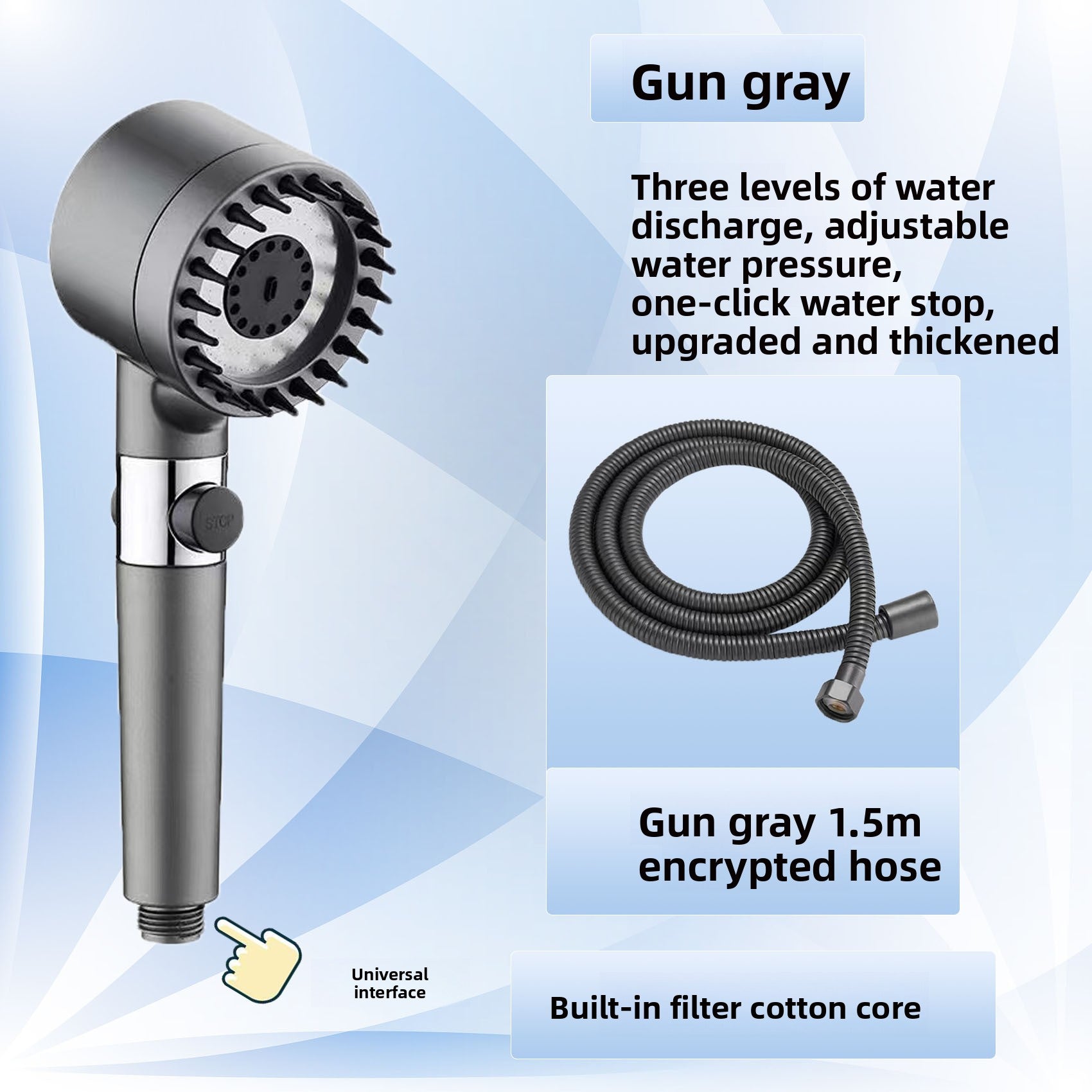 High Pressure Shower Head with Filter and Multiple Spray Modes