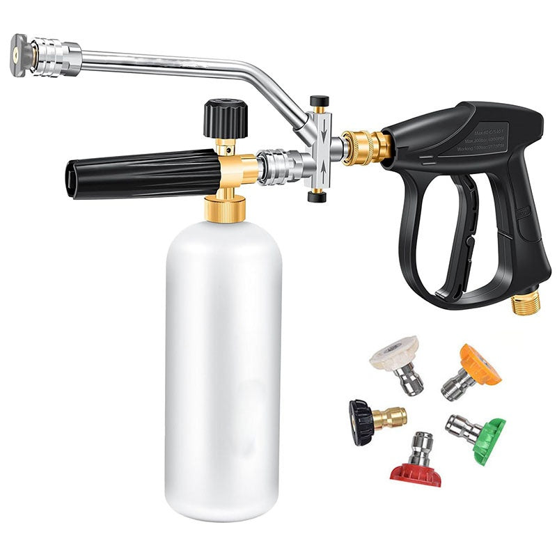 High-pressure water gun foam tank with dual nozzle connector