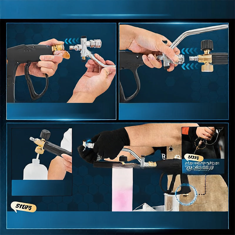 High-pressure water gun foam tank with dual nozzle connector