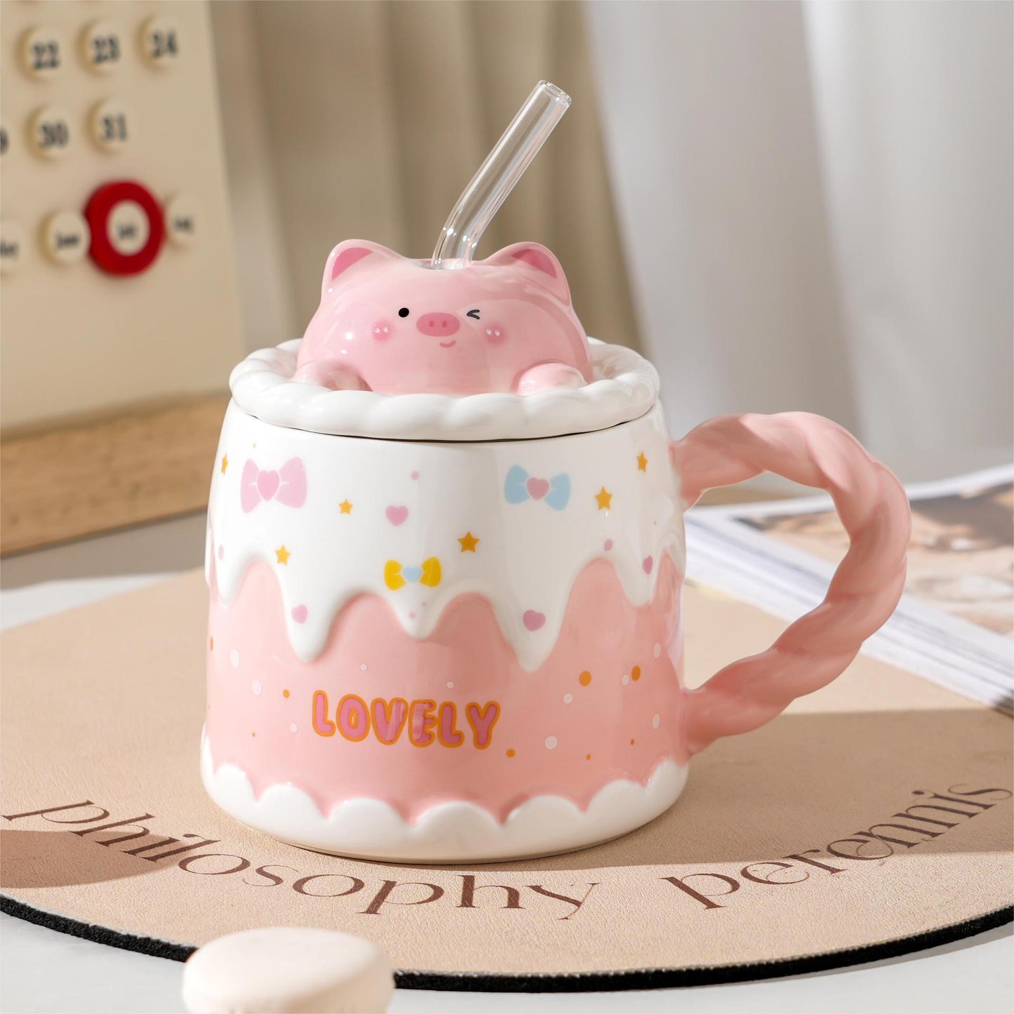 High-quality appearance level ceramic mug with lid