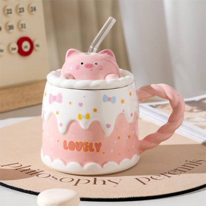 High-quality appearance level ceramic mug with lid