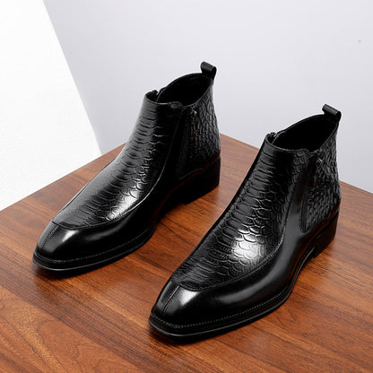 High-quality high-top leather shoes for men