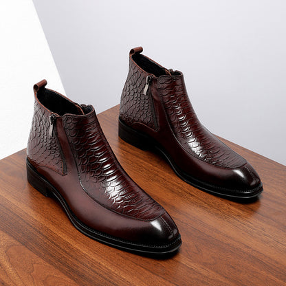 High-quality high-top leather shoes for men