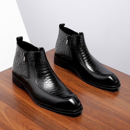 High-quality high-top leather shoes for men