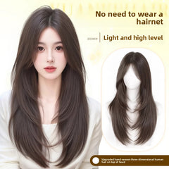Middle Part High Layer Brown Black 55cm Care Kit